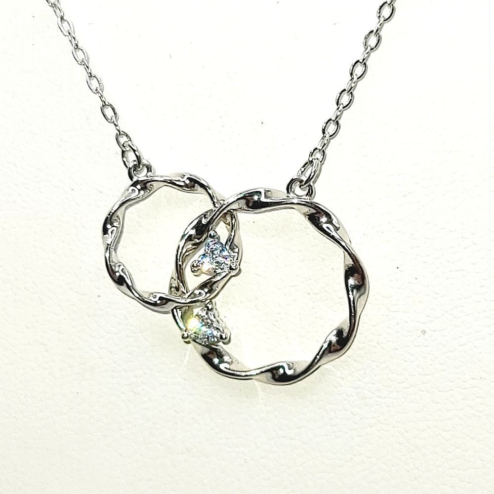 Sterling Silver Cz Interlocking Circle Necklace - image 4